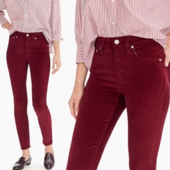 J. Crew Factory Pants - J. Crew Burgundy Velvet Stretch Pants